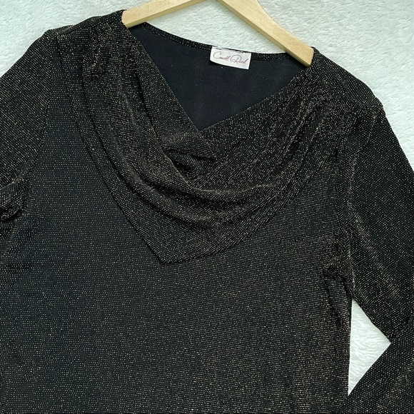 Carroll Reed Gold Shiny Holiday Christmas New Years Top Women Size M/L - Picture 3 of 8